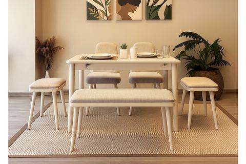 VİNA MİNİ AÇILIR MUTFAK MASA TAKIMI, SEDEF KREM KREM