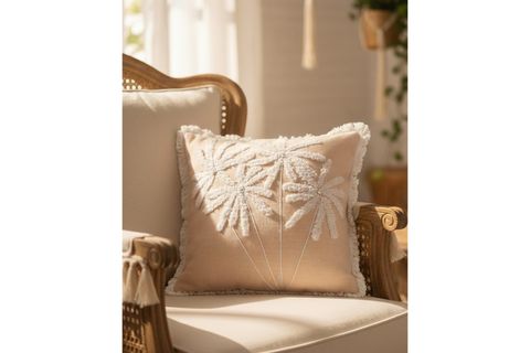 THE MİA BOHEM PALMİYE DESENLİ KIRLENT, PUDRA 45X45 CM
