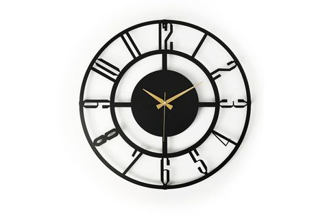 BUNNELA METAL SİYAH DUVAR SAATİ, 50X50 CM