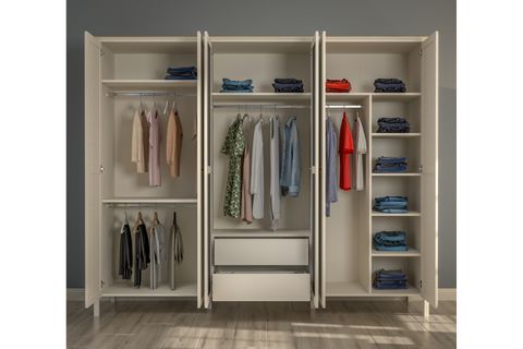 VALENA GARDIROP, 6 KAPAKLI GİZLİ 2 ÇEKMECE AYNALI