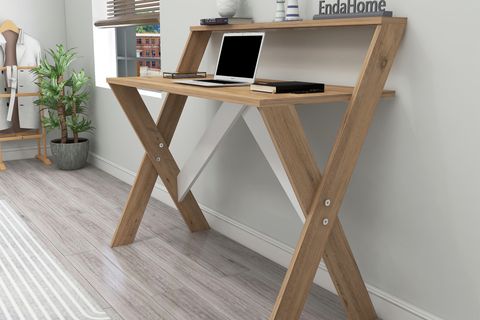 ÇAPRAZ AYAKLI DERS ÇALIŞMA MASASI, ATLANTİK ÇAM, 50X90 CM