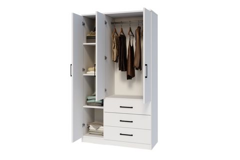 EASY GARDIROP, BEYAZ, 3 KAPILI 3 ÇEKMECELİ