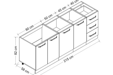 MİNAR 215 CM MUTFAK DOLABI BEYAZ 215-B1-ALT MODÜL
