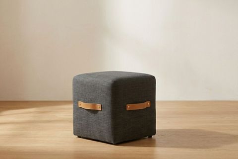 PUF BOX DERİ KULPLU KARE PUF, ANTRASİT