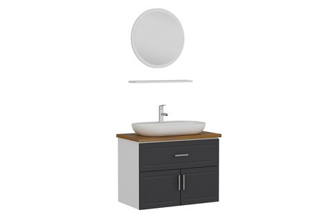 SANYA BANYO DOLABI AS2K1Ç73, BEYAZ ANTRASİT, 85CM