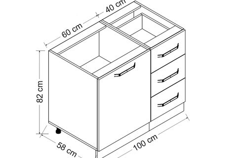 MİNAR 100 CM MUTFAK DOLABI BEYAZ 100-B1-ALT MODÜL