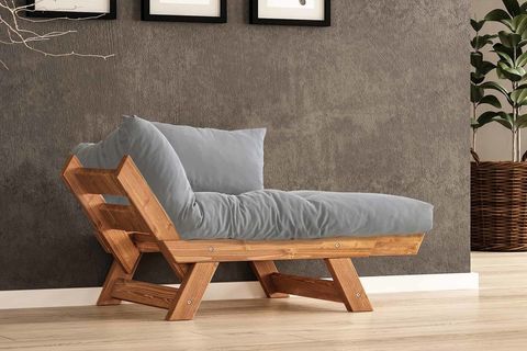 WOODESK ADALAR MASİF AHŞAP BERJER, TİK-GRİ RENK, CPT8153-140