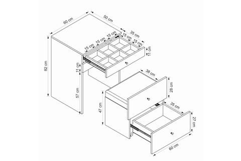 LUMA GİZLİ PUFLU LED AYNALI MAKYAJ MASASI, BEYAZ