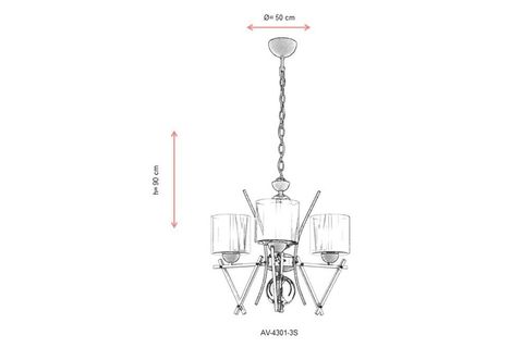AVONNI AV 60289 3S KROM KAPLAMA MODERN AVİZE E27 METAL CAM 50 CM