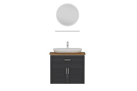 VERA BANYO DOLABI AS2K1Ç122, BEYAZ ANTRASİT, 85CM