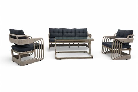 OKYANUS İP ÖRGÜ ÜÇLÜ OTURMA GRUBU, CAPPUCİNO