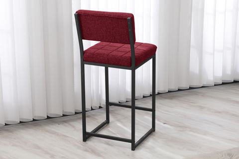 RİVA BAR MUTFAK SANDALYESİ, SİYAH AYAKLI, BORDO