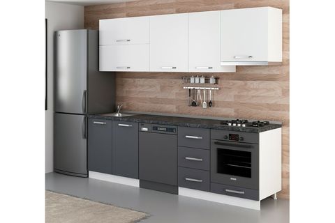 MİNAR 255 CM MUTFAK DOLABI BEYAZ ANTRASİT 255 A16