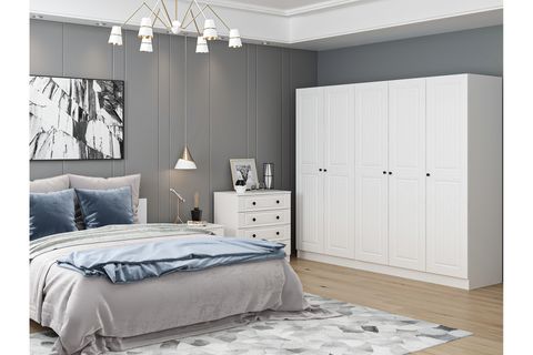 KALE210 YATAK ODASI TAKIMI, BEYAZ MEBRAN, 5 KAPAKLI, SET 72