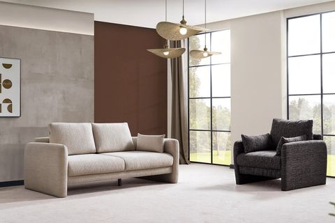 WİLLOW ÜÇLÜ KOLTUK, İKİ MİNDERLİ, BEJ