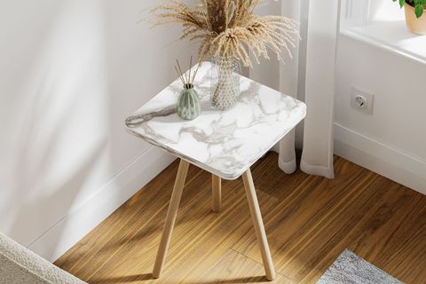 KOZİ KARE AHŞAP AYAKLI YAN SEHPA, BEJ