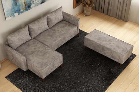 WOODESK PERA PUFLU KÖŞE TAKIMI, GRİ