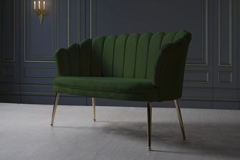 VİNDA PAPATYA İKİLİ KOLTUK ÇAY SETİ, METAL GOLD AYAK, HAKİ