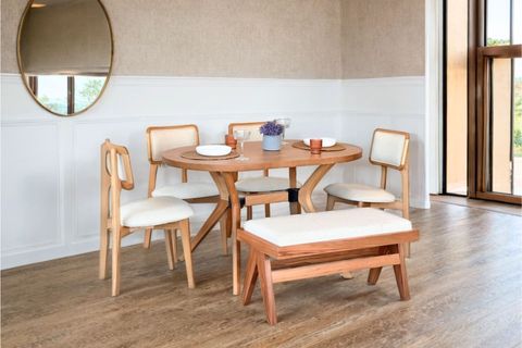 CALDERA NATURAL BENCHLİ DÖŞEMELİ MASA SANDALYE TAKIMI, 80X130