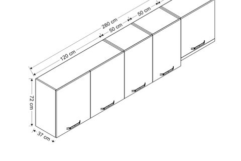 MİNAR 280 CM MUTFAK DOLABI BEYAZ 280-B4-ÜST MODÜL