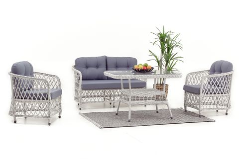 PALMA RATTAN İKİLİ OTURMA GRUBU, BEYAZ