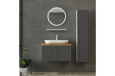 VERA BANYO DOLABI AS2K64, BEYAZ ANTRASİT, 85CM