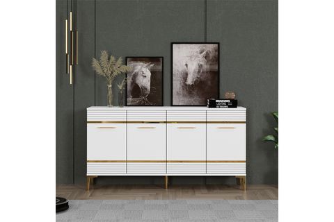 MAYA ÇOK AMAÇLI DOLAP, KONSOL, 150 CM, BEYAZ ALTIN