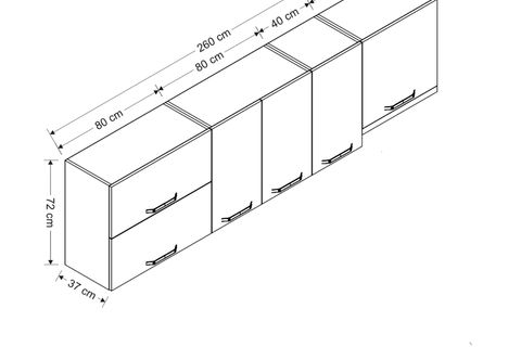 MİNAR 260 CM MUTFAK DOLABI BEYAZ 260-B5-ÜST MODÜL