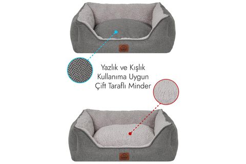 ZEUS KÖPEK YATAĞI K.GRİ GRİ XL BEDEN 75X95X22