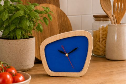 WOODESK TEMPUS AHŞAP ÖZEL TASARIM MASA SAATİ, MAVİ