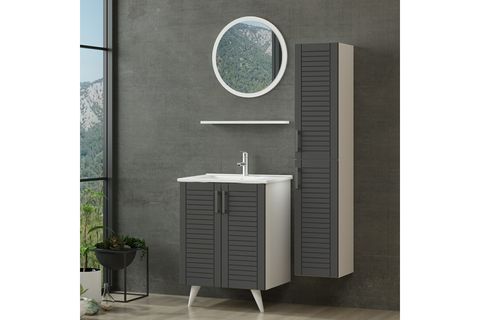 VERA BANYO DOLABI AY2K159, BEYAZ ANTRASİT, 65CM