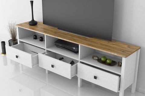 VENEZİA 3 ÇEKMECE 3 BÖLMELİ TV ÜNİTESİ, WOOD BEYAZ, 150 CM