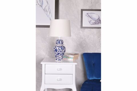QDEC BLEU BLANC ŞAH VAZO ABAJUR, LOTUS, BEYAZ