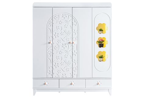 GARDEN 4 KAPAKLI 3 ÇEKMECELİ DOLAP, BEYAZ