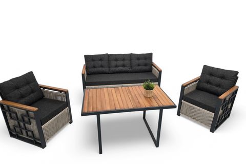 PUSULA METAL ÜÇLÜ OTURMA GRUBU, CAPPUCİNO