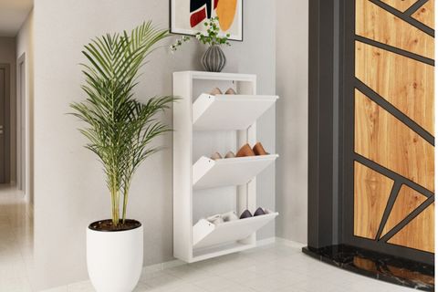 LİNEA METAL AYAKKABILIK, BEYAZ, 3 KAPAKLI