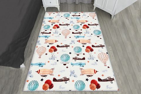 UÇAN BALON VE UÇAK DESENLİ ÇOCUK OYUN HALISI 150X230
