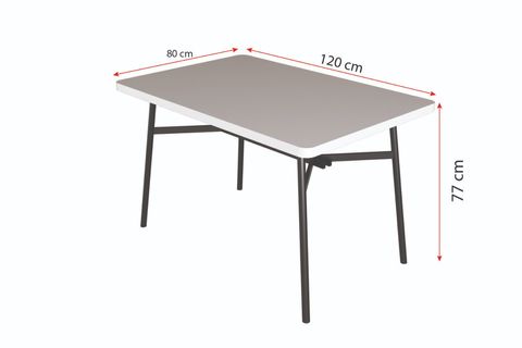 JOLENE MUTFAK MASASI, SİYAH, 120X80