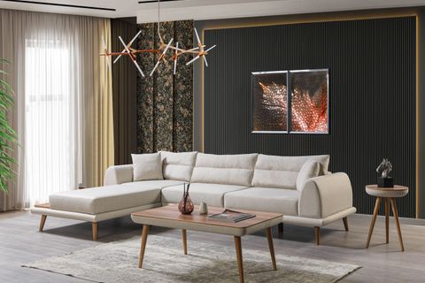 DEKOR KÖŞE KOLTUK, KREM, SOL KÖŞE