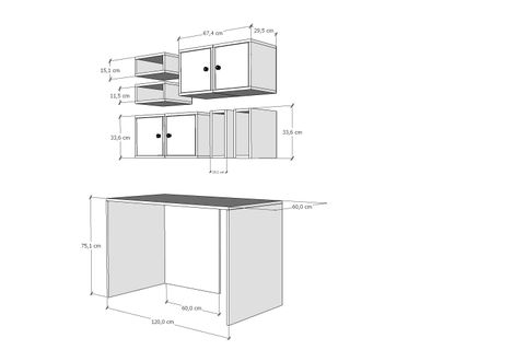 MODÜLER ÇALIŞMA MASASI, DUVAR DOLAPLI ETÜT SETİ