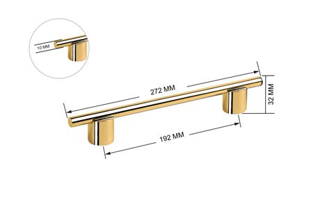 ZİRVE TOMRUK ALÜMİNYUM KULP, ALTIN, 192 MM