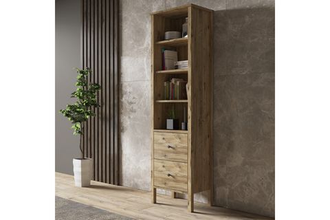 VENEZİA AHŞAP AYAKLI KİTAPLIK, 4 RAF 2 ÇEKMECELİ