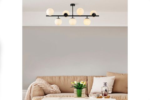 ECEM PLAFONYER YEDİLİ AVİZE, BEYAZ CAMLI SİYAH KASALI