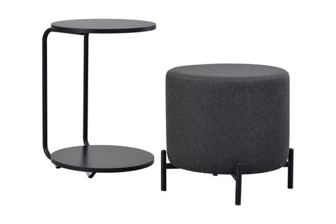 ÇOK AMAÇLI METAL C SEHPA PUF SETİ, TEDDY GRİ