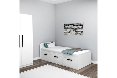 AKSER GENÇ ODASI TEK KİŞİLİK KARYOLA, 90X190