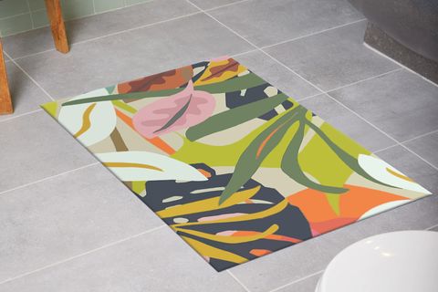 KARNAVAL BANYO TAKIMI, RENKLİ YAPRAK DESENLİ, İKİLİ, 50X60 60X100