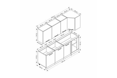 MİNAR 225CM KÖŞE MUTFAK DOLABI BEYAZ K225B1