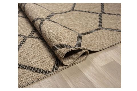 QUEEN SERİSİ JÜT HASIR GÖRÜNÜMLÜ DOKUMA MAKİNE HALISI, SIYAH, 160X250, 669