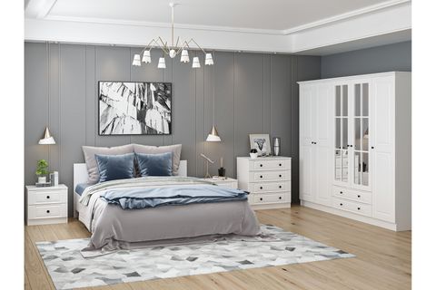 KALE210 YATAK ODASI TAKIMI, BEYAZ MEBRAN, 5 KAPAKLI, SET 60