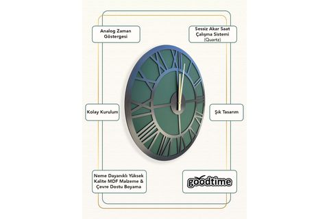 MODERN ŞIK TASARIM ROMA RAKAMLI QUARTZ SAAT YEŞİL